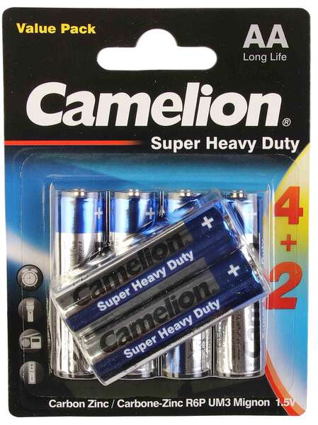 باتری قلمی کملیون مدل  Super Heavy Duty AA بسته 6 عددی
