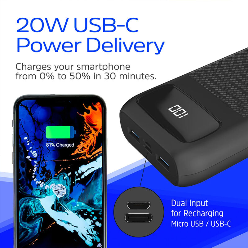پاور بانک انرجایزر PowerSafe 20W PD مدل  Energizer UE20063PQ ظرفیت 20000 میلی آمپر سه پورت به همراه کابل USB-C gallery4