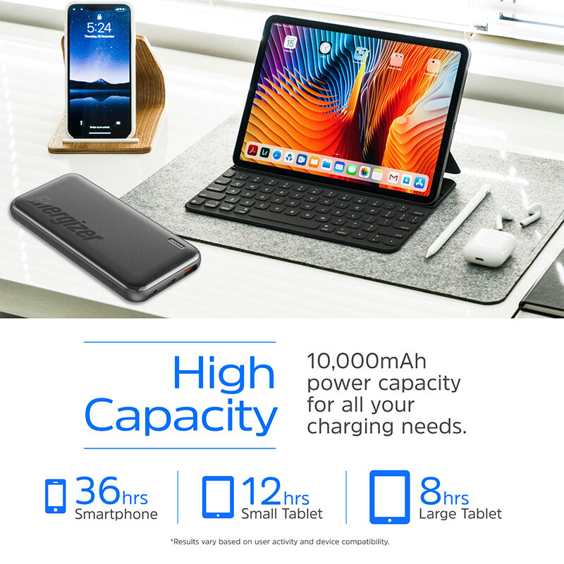پاور بانک انرجایزر PowerSafe 22.5W PD مدل  Energizer UE10055PQ ظرفیت 10000 میلی آمپر سه پورت به همراه کابل USB-C gallery2