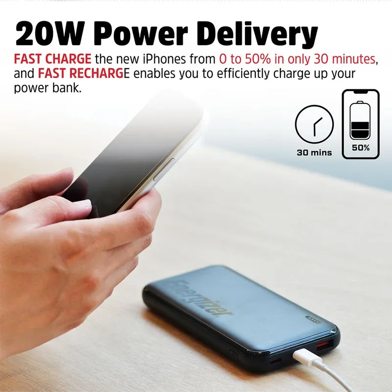 پاور بانک انرجایزر PowerSafe 22.5W PD مدل  Energizer UE10055PQ ظرفیت 10000 میلی آمپر سه پورت به همراه کابل USB-C gallery6